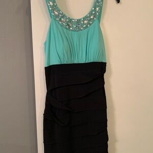 Jodi Kristopher Turquoise and Black Mini Dress